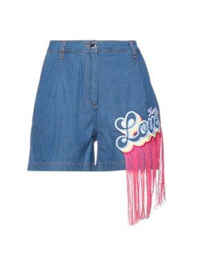 Moschino Denim Appliqué Shorts Blue Size 4 NWT